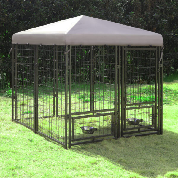 VEIKOUS Metal Dog Kennel Outdoor Large Metal Dog Crates w Canopy Rotate Feeding Doors 4 5 x 4 5 x 4 8 d275c9d9 1af7 4895 b8cb c53b2b070c22.ba2ed7ab1c1810861408b0f28aae1f4e scaled