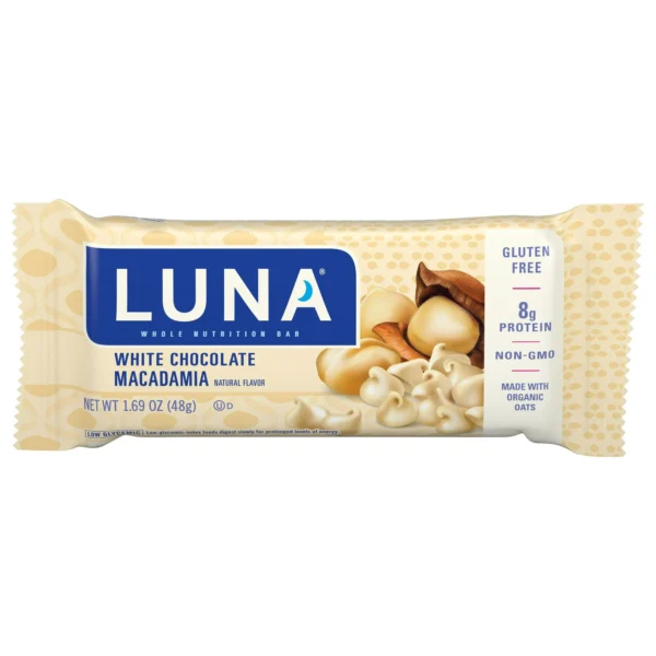 Luna Bar White Chocolate Macadamia Flavor Gluten Free Whole Nutrition Snack