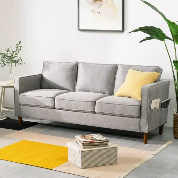 Mellow Hana Modern Upholstered Linen Fabric Sofa with Armrest Pockets Heather Grey 9ac4579c d97e 40c2 88f0 f97dd7bbb3c9.cdcc18c9b674d1e273c5036d1c083f38