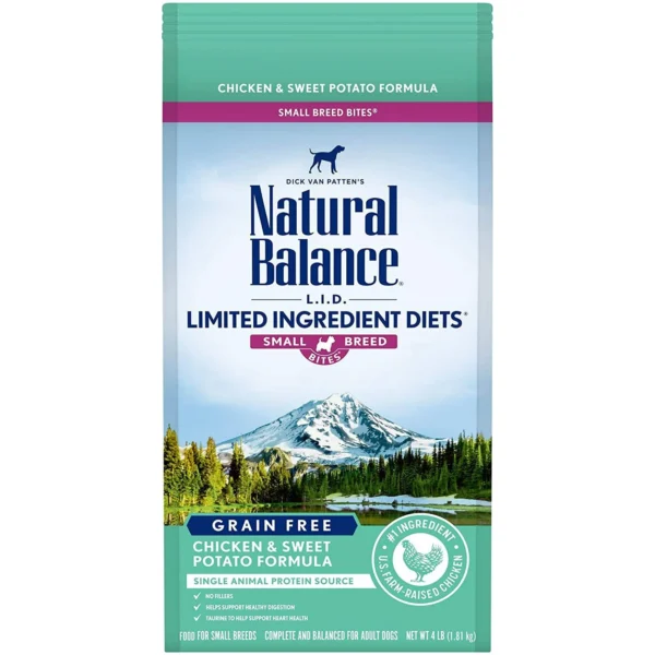 Natural Balance Pet Foods L I D Small Breed Bites Dry Dog Food Chicken Sweet Potato 4 lb e5a7609b 0ab9 4f2f 9df2 420b1ecd3984.9d3dfd62b6802a2d9569b9c7fcd3fe8f