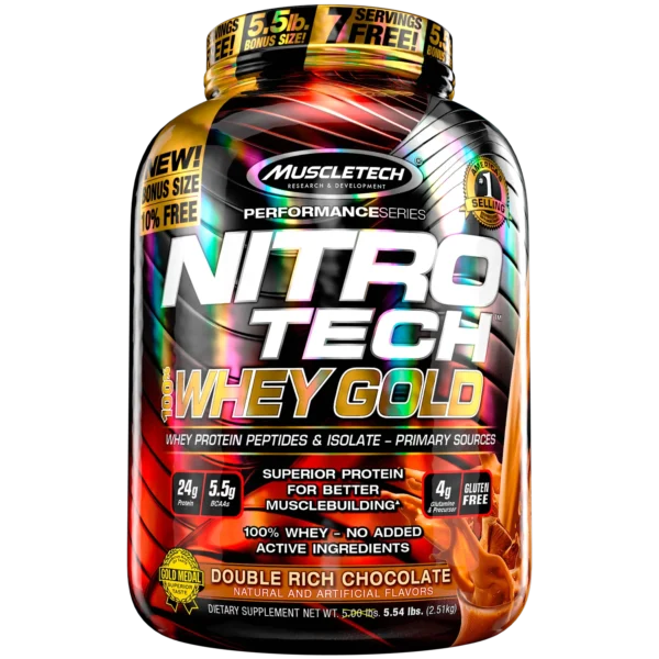 NitroTech Whey Gold 100 Whey Protein Powder Whey Isolate and Whey Peptides Double Rich Chocolate 76 Servings 5 5lbs b6f51dda c64b 4663 b8d3 2d217b171b78.8492c6381a9bd921b2e3aa2ada51b569