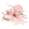 Paris Hilton Clean Ceramic Nonstick Cast Aluminum Cookware Set with Heart Shaped Lid Knobs Pink 692ea1d6 2e30 4ab9 ae12 376e87599803.1321d2bee793fefafa1fa7689da948f1