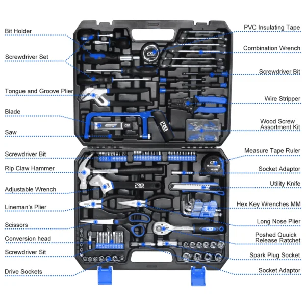 Prostormer 198Pcs Hand Tool Set DIY Home Repair Kit Car Repair Tool Set Wrench Saw Screwdriver d35371ce eebf 4118 a89a 163970822fbc.e767b85be3966c2146add7c82f118081