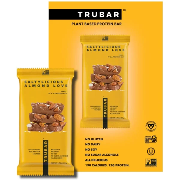 TRUBAR Saltylicious Almond Love 12CT Indulgent Nutrition Healthy on The Go Snack Bars Plant Based Protein Vegan Gluten Free cf9be040 7a65 4fd8 bcd5 627800ba86b6.dd2b4c554c092715abd483971c697611