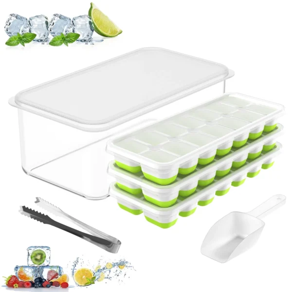 DOQAUS 3Pcs Ice Cube Tray Lids Storage Bin